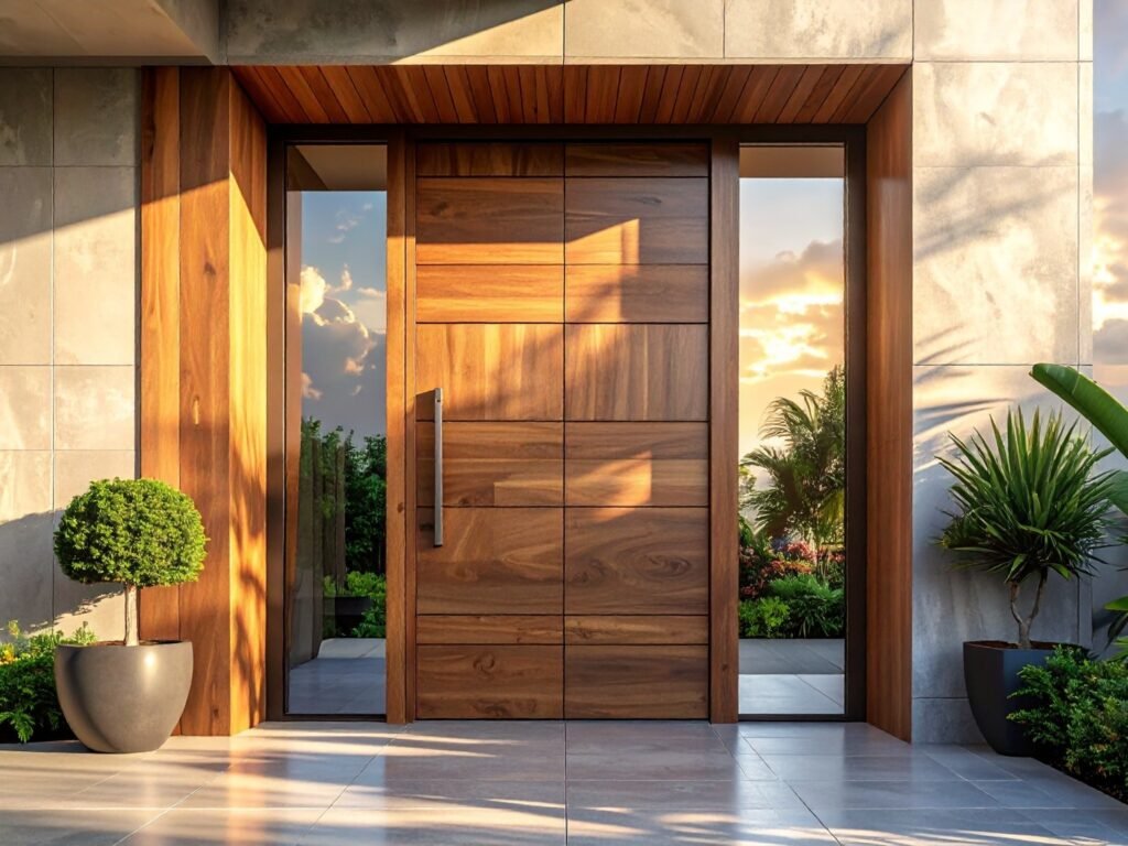 Solid teak door designed for Hyderabad’s tropical climate, built to resist humidity, heat, and seasonal change.